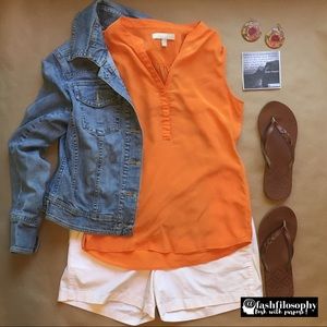 Banana Republic Tangerine Silk Sleeveless Blouse